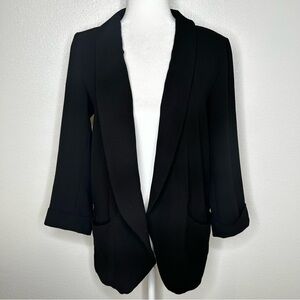 LUSH Juniors Black Open Front Stretch Blazer Jacket Size M